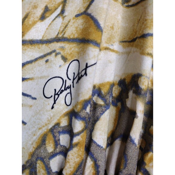 Baby Phat Tan Black Stretchy Belted Short-Sleeve Midi Dress Small Deep v-neck - Picture 6 of 11